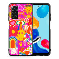 Thumbnail for Θήκη Xiaomi Redmi Note 12 Pro 4G Hippie Love από τη Smartfits με σχέδιο στο πίσω μέρος και μαύρο περίβλημα | Xiaomi Redmi Note 12 Pro 4G Hippie Love case with colorful back and black bezels