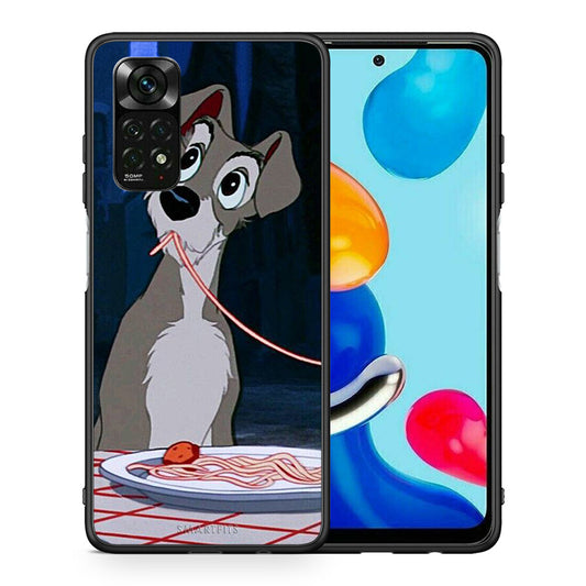 Θήκη Αγίου Βαλεντίνου Xiaomi Redmi Note 11 Pro 5G Lady And Tramp 1 από τη Smartfits με σχέδιο στο πίσω μέρος και μαύρο περίβλημα | Xiaomi Redmi Note 11 Pro 5G Lady And Tramp 1 case with colorful back and black bezels