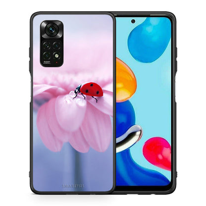 Θήκη Xiaomi Redmi Note 11 Pro 5G Ladybug Flower από τη Smartfits με σχέδιο στο πίσω μέρος και μαύρο περίβλημα | Xiaomi Redmi Note 11 Pro 5G Ladybug Flower case with colorful back and black bezels