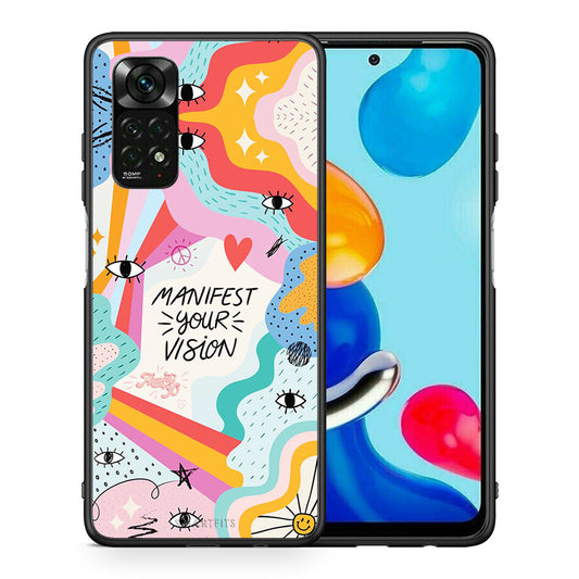Θήκη Xiaomi Redmi Note 12 Pro 4G Manifest Your Vision από τη Smartfits με σχέδιο στο πίσω μέρος και μαύρο περίβλημα | Xiaomi Redmi Note 12 Pro 4G Manifest Your Vision case with colorful back and black bezels