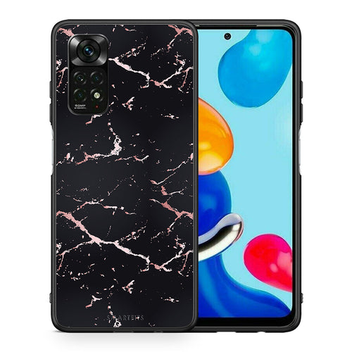 Θήκη Xiaomi Redmi Note 12 Pro 4G Black Rosegold Marble από τη Smartfits με σχέδιο στο πίσω μέρος και μαύρο περίβλημα | Xiaomi Redmi Note 12 Pro 4G Black Rosegold Marble case with colorful back and black bezels