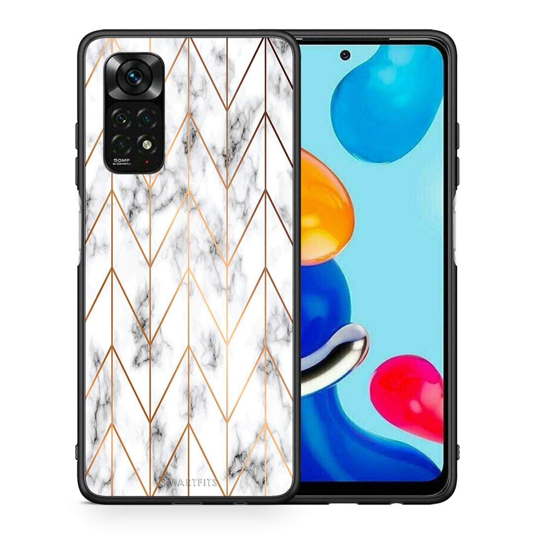 Θήκη Xiaomi Redmi Note 12 Pro 4G Gold Geometric Marble από τη Smartfits με σχέδιο στο πίσω μέρος και μαύρο περίβλημα | Xiaomi Redmi Note 12 Pro 4G Gold Geometric Marble case with colorful back and black bezels