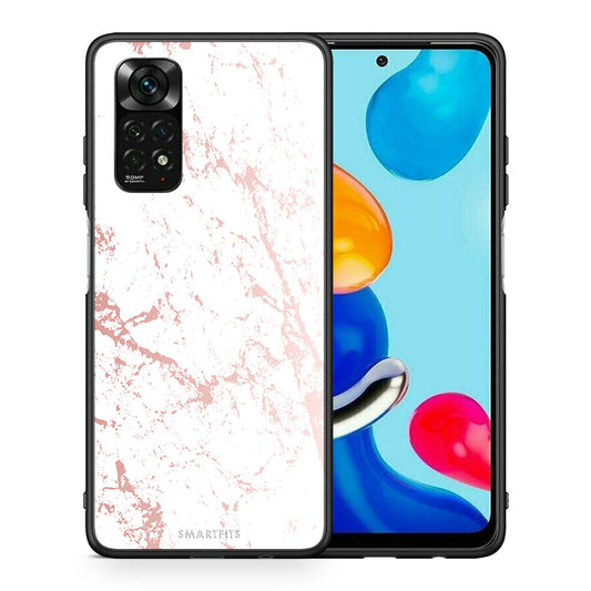 Θήκη Xiaomi Redmi Note 12 Pro 4G Pink Splash Marble από τη Smartfits με σχέδιο στο πίσω μέρος και μαύρο περίβλημα | Xiaomi Redmi Note 12 Pro 4G Pink Splash Marble case with colorful back and black bezels