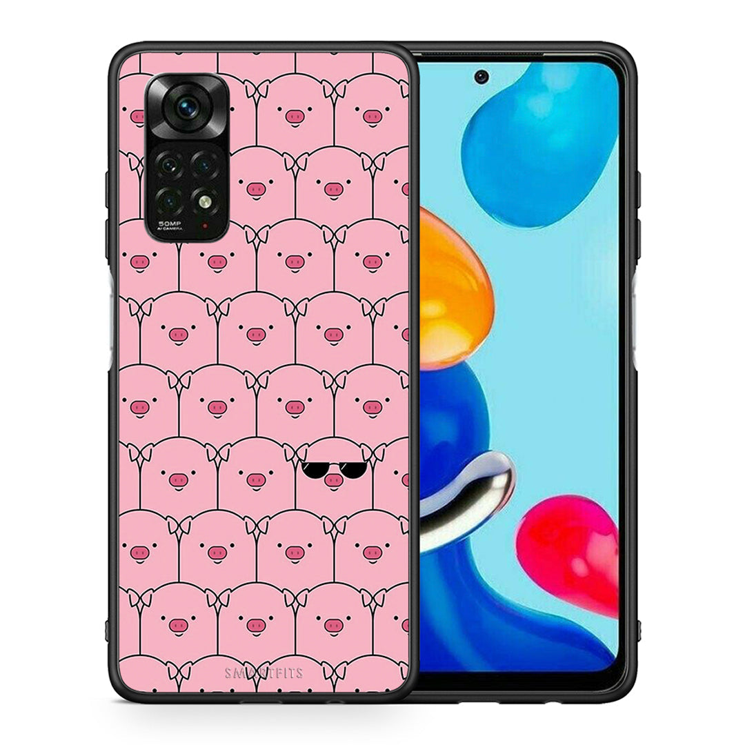 Θήκη Xiaomi Redmi Note 12 Pro 4G Pig Glasses από τη Smartfits με σχέδιο στο πίσω μέρος και μαύρο περίβλημα | Xiaomi Redmi Note 12 Pro 4G Pig Glasses case with colorful back and black bezels