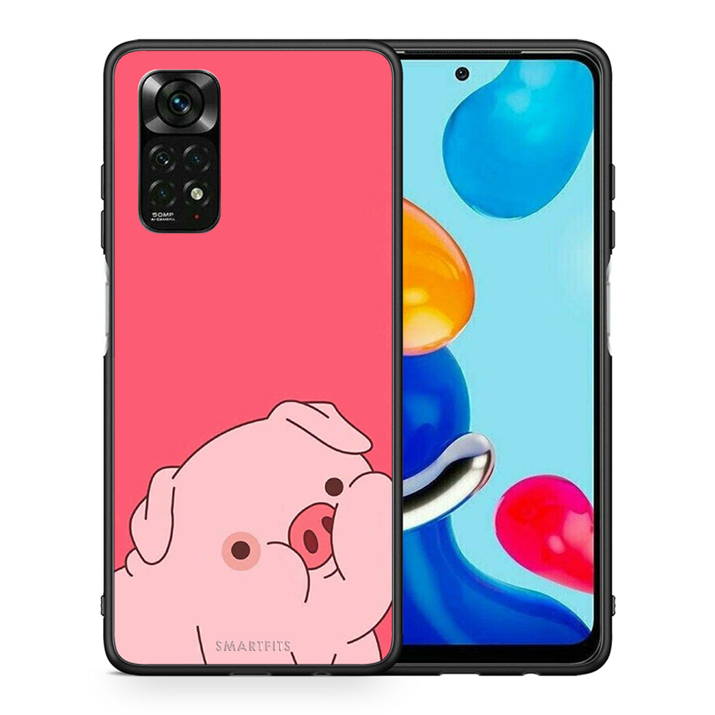 Θήκη Αγίου Βαλεντίνου Xiaomi Redmi Note 11 Pro 5G Pig Love 1 από τη Smartfits με σχέδιο στο πίσω μέρος και μαύρο περίβλημα | Xiaomi Redmi Note 11 Pro 5G Pig Love 1 case with colorful back and black bezels