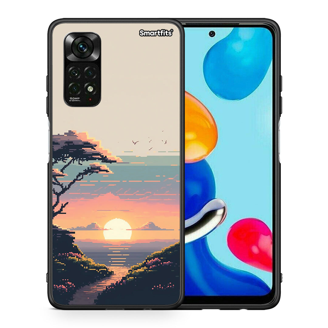 Θήκη Xiaomi Redmi Note 11 Pro 5G Pixel Sunset από τη Smartfits με σχέδιο στο πίσω μέρος και μαύρο περίβλημα | Xiaomi Redmi Note 11 Pro 5G Pixel Sunset case with colorful back and black bezels