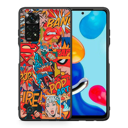 Θήκη Xiaomi Redmi Note 11 Pro 5G PopArt OMG από τη Smartfits με σχέδιο στο πίσω μέρος και μαύρο περίβλημα | Xiaomi Redmi Note 11 Pro 5G PopArt OMG case with colorful back and black bezels