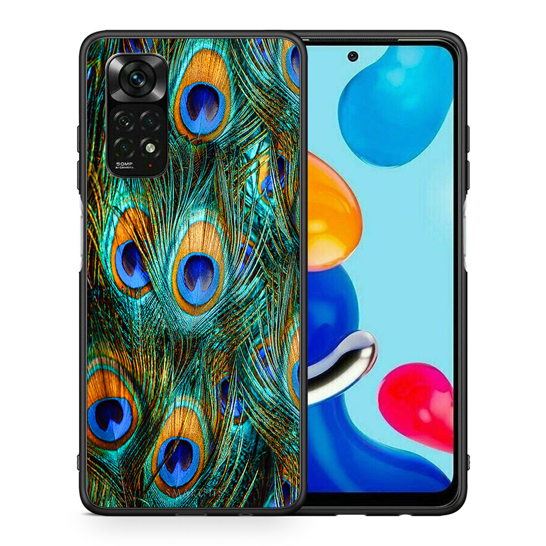 Θήκη Xiaomi Redmi Note 11 Pro 5G Real Peacock Feathers από τη Smartfits με σχέδιο στο πίσω μέρος και μαύρο περίβλημα | Xiaomi Redmi Note 11 Pro 5G Real Peacock Feathers case with colorful back and black bezels