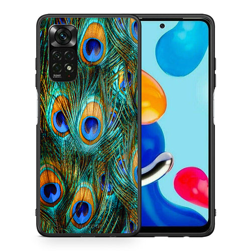 Θήκη Xiaomi Redmi Note 11 Pro 5G Real Peacock Feathers από τη Smartfits με σχέδιο στο πίσω μέρος και μαύρο περίβλημα | Xiaomi Redmi Note 11 Pro 5G Real Peacock Feathers case with colorful back and black bezels
