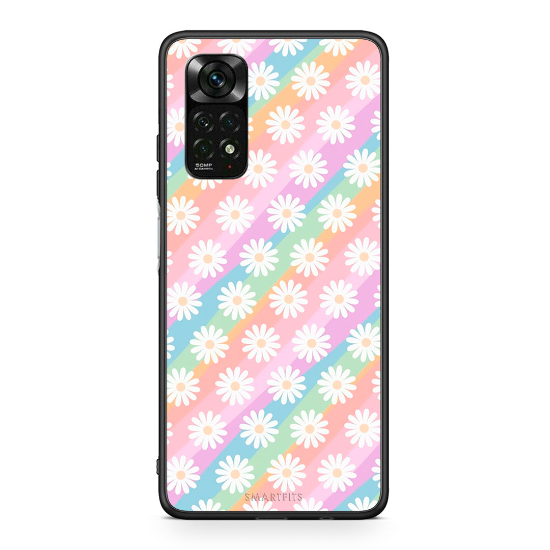 Xiaomi Redmi Note 11 Pro 5G White Daisies θήκη από τη Smartfits με σχέδιο στο πίσω μέρος και μαύρο περίβλημα | Smartphone case with colorful back and black bezels by Smartfits