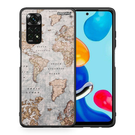 Θήκη Xiaomi Redmi Note 11 Pro 5G World Map από τη Smartfits με σχέδιο στο πίσω μέρος και μαύρο περίβλημα | Xiaomi Redmi Note 11 Pro 5G World Map case with colorful back and black bezels