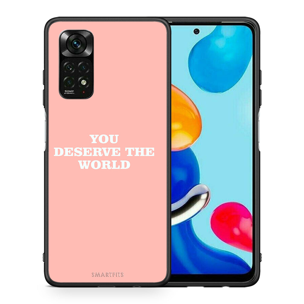 Θήκη Αγίου Βαλεντίνου Xiaomi Redmi Note 12 Pro 4G You Deserve The World από τη Smartfits με σχέδιο στο πίσω μέρος και μαύρο περίβλημα | Xiaomi Redmi Note 12 Pro 4G You Deserve The World case with colorful back and black bezels