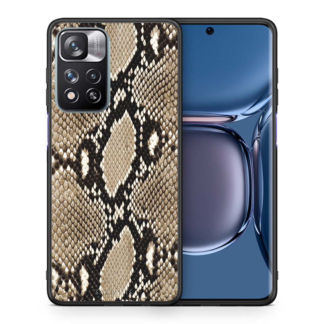 Θήκη Xiaomi Redmi Note 11 Pro/11 Pro+ Fashion Snake Animal από τη Smartfits με σχέδιο στο πίσω μέρος και μαύρο περίβλημα | Xiaomi Redmi Note 11 Pro/11 Pro+ Fashion Snake Animal case with colorful back and black bezels