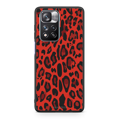 4 - Xiaomi Redmi Note 11 Pro/11 Pro+ Red Leopard Animal case, cover, bumper