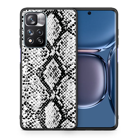Θήκη Xiaomi Redmi Note 11 Pro/11 Pro+ White Snake Animal από τη Smartfits με σχέδιο στο πίσω μέρος και μαύρο περίβλημα | Xiaomi Redmi Note 11 Pro/11 Pro+ White Snake Animal case with colorful back and black bezels
