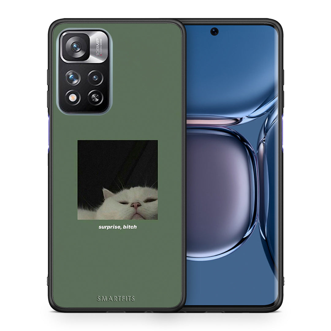 Θήκη Xiaomi Redmi Note 11 Pro/11 Pro+ Bitch Surprise από τη Smartfits με σχέδιο στο πίσω μέρος και μαύρο περίβλημα | Xiaomi Redmi Note 11 Pro/11 Pro+ Bitch Surprise case with colorful back and black bezels