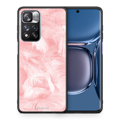 Θήκη Xiaomi Redmi Note 11 Pro/11 Pro+ Pink Feather Boho από τη Smartfits με σχέδιο στο πίσω μέρος και μαύρο περίβλημα | Xiaomi Redmi Note 11 Pro/11 Pro+ Pink Feather Boho case with colorful back and black bezels