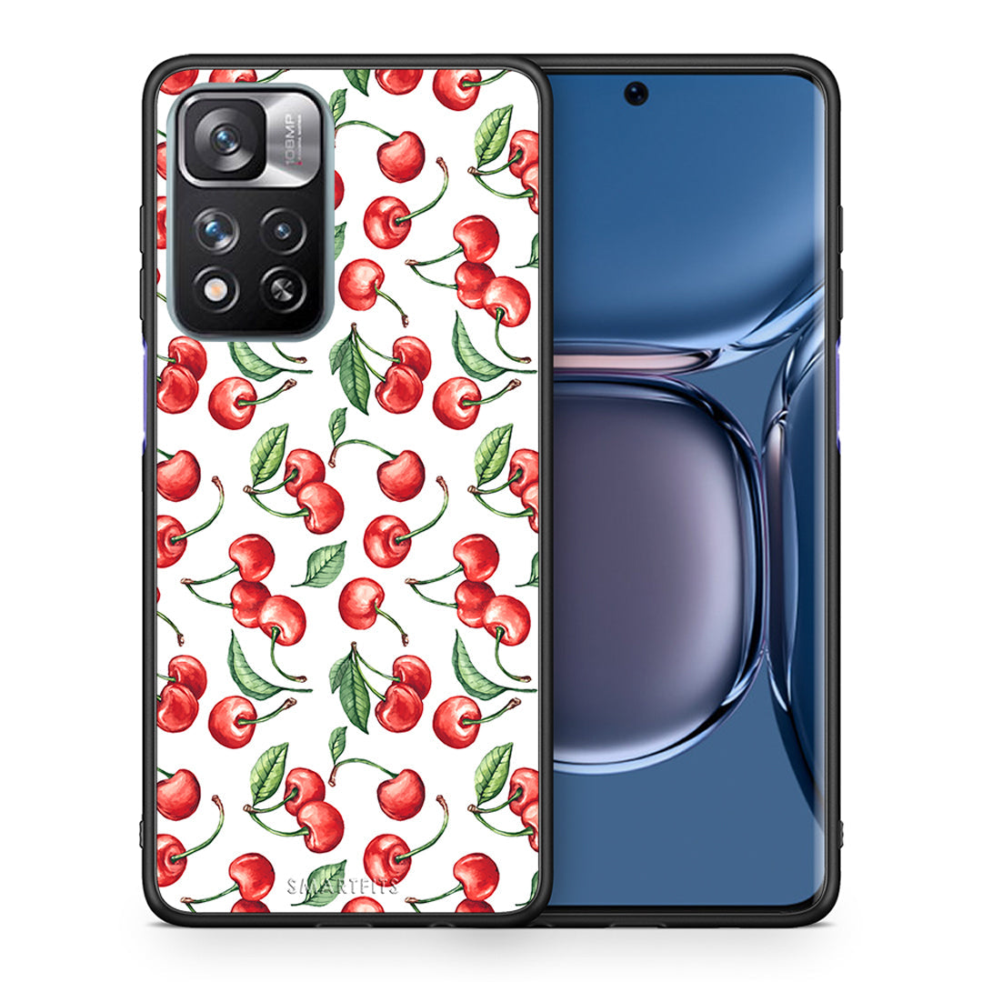 Θήκη Xiaomi Redmi Note 11 Pro/11 Pro+ Cherry Summer από τη Smartfits με σχέδιο στο πίσω μέρος και μαύρο περίβλημα | Xiaomi Redmi Note 11 Pro/11 Pro+ Cherry Summer case with colorful back and black bezels