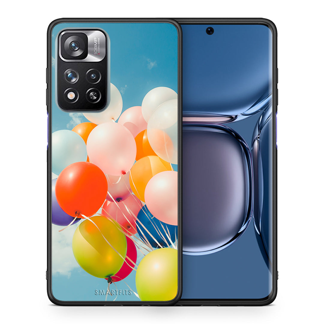 Θήκη Xiaomi Redmi Note 11 Pro/11 Pro+ Colorful Balloons από τη Smartfits με σχέδιο στο πίσω μέρος και μαύρο περίβλημα | Xiaomi Redmi Note 11 Pro/11 Pro+ Colorful Balloons case with colorful back and black bezels
