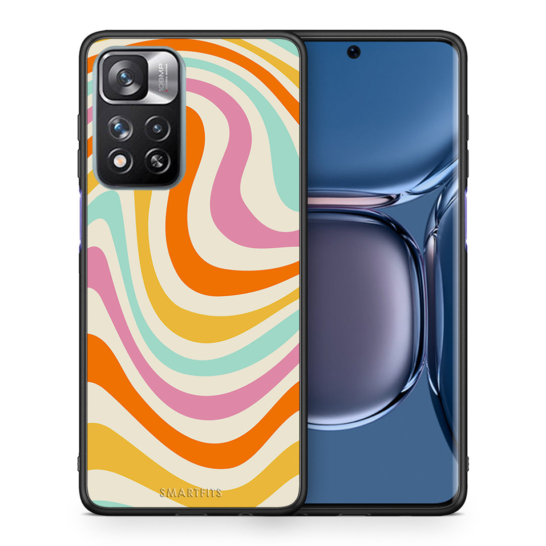 Θήκη Xiaomi Redmi Note 11 Pro/11 Pro+ Colourful Waves από τη Smartfits με σχέδιο στο πίσω μέρος και μαύρο περίβλημα | Xiaomi Redmi Note 11 Pro/11 Pro+ Colourful Waves case with colorful back and black bezels