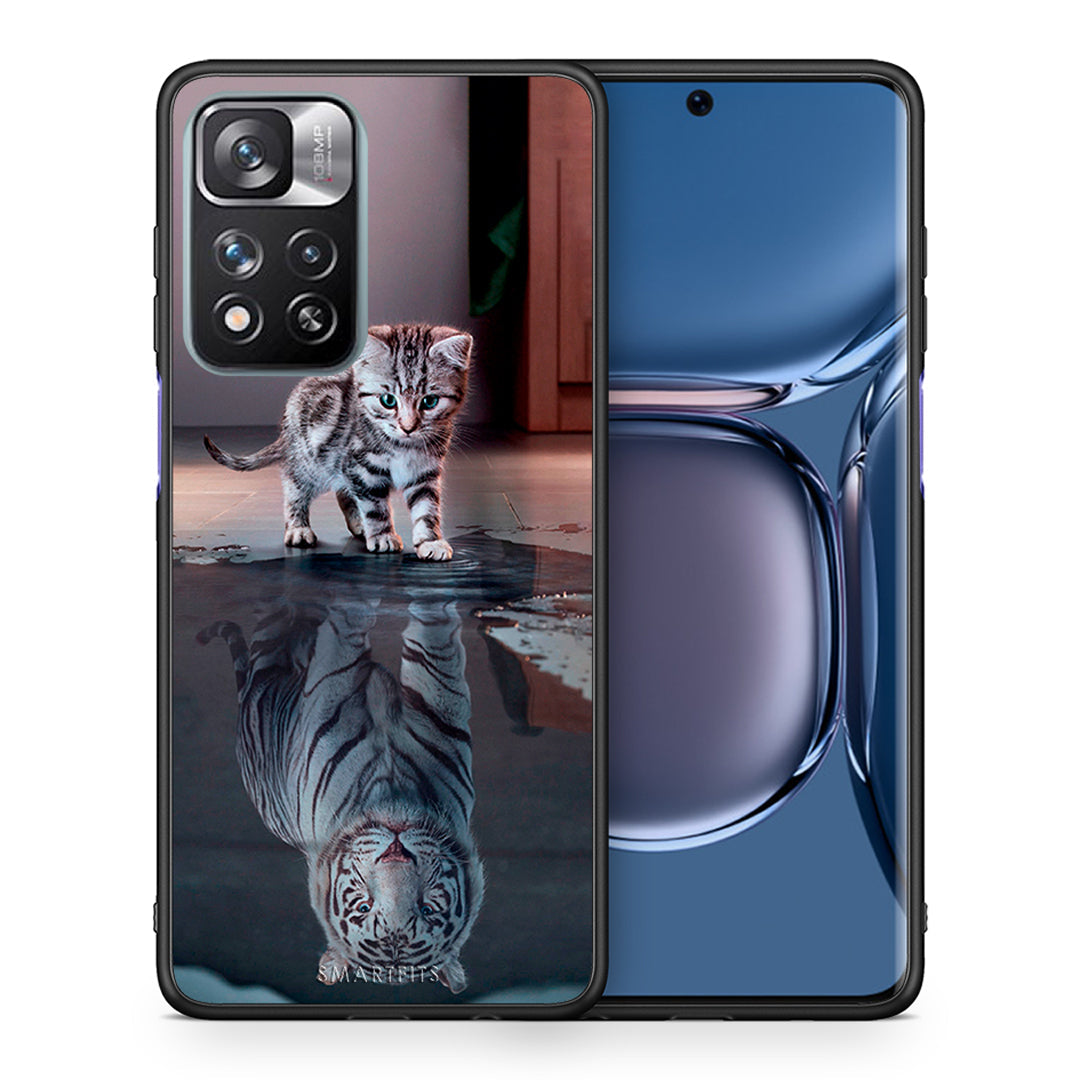 Θήκη Xiaomi Redmi Note 11 Pro/11 Pro+ Tiger Cute από τη Smartfits με σχέδιο στο πίσω μέρος και μαύρο περίβλημα | Xiaomi Redmi Note 11 Pro/11 Pro+ Tiger Cute case with colorful back and black bezels