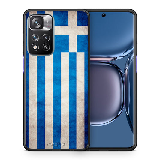 Θήκη Xiaomi Redmi Note 11 Pro/11 Pro+ Greek Flag από τη Smartfits με σχέδιο στο πίσω μέρος και μαύρο περίβλημα | Xiaomi Redmi Note 11 Pro/11 Pro+ Greek Flag case with colorful back and black bezels