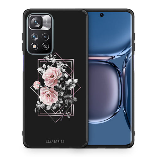 Θήκη Xiaomi Redmi Note 11 Pro/11 Pro+ Frame Flower από τη Smartfits με σχέδιο στο πίσω μέρος και μαύρο περίβλημα | Xiaomi Redmi Note 11 Pro/11 Pro+ Frame Flower case with colorful back and black bezels