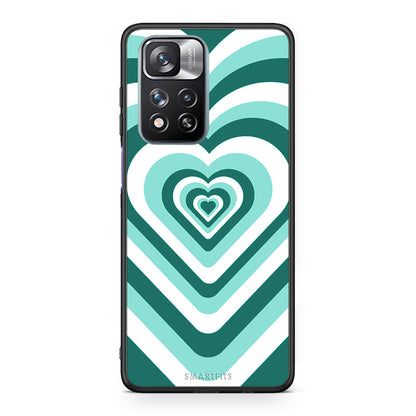 Xiaomi Redmi Note 11 Pro/11 Pro+ Green Hearts θήκη από τη Smartfits με σχέδιο στο πίσω μέρος και μαύρο περίβλημα | Smartphone case with colorful back and black bezels by Smartfits