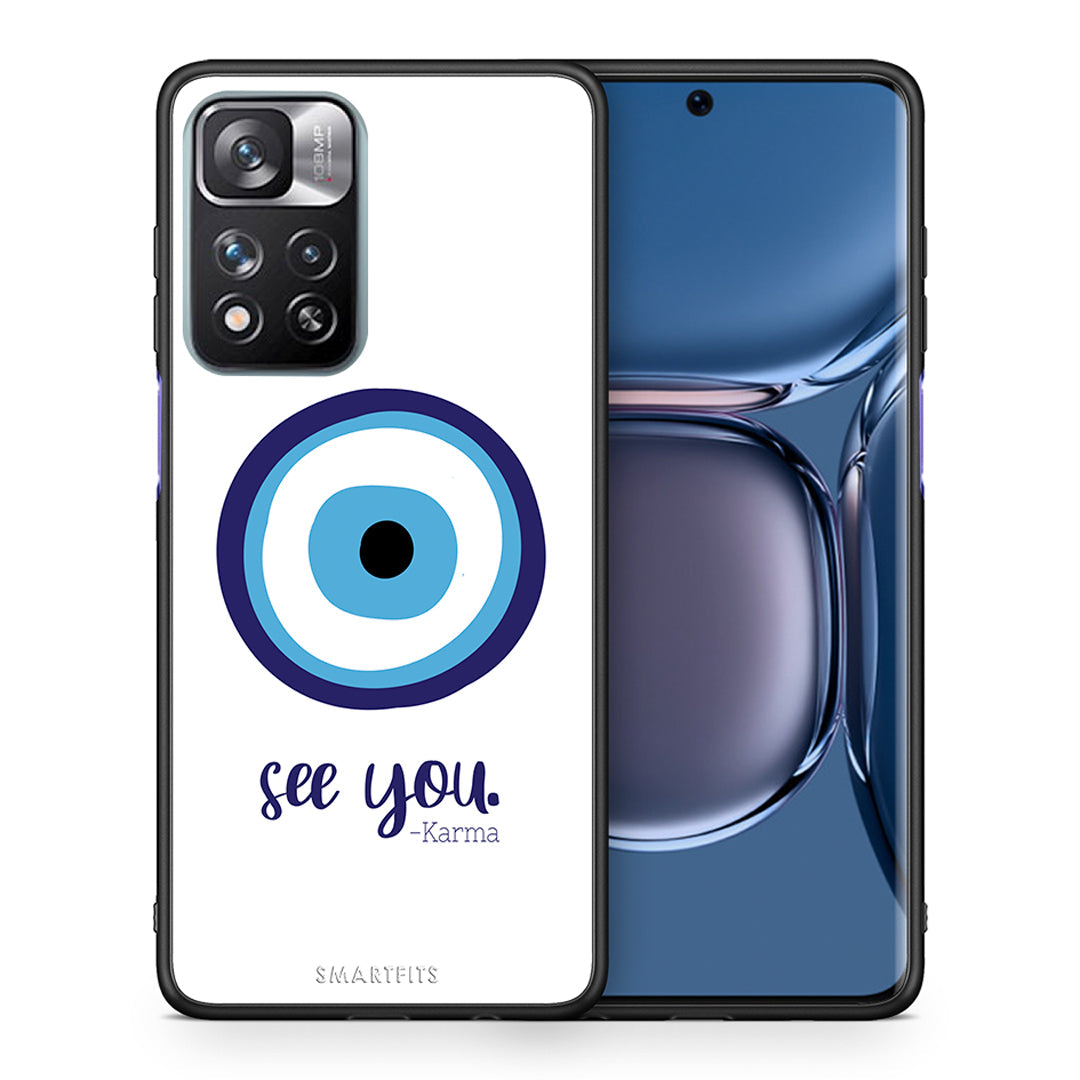 Θήκη Xiaomi Redmi Note 11 Pro/11 Pro+ Karma Says από τη Smartfits με σχέδιο στο πίσω μέρος και μαύρο περίβλημα | Xiaomi Redmi Note 11 Pro/11 Pro+ Karma Says case with colorful back and black bezels