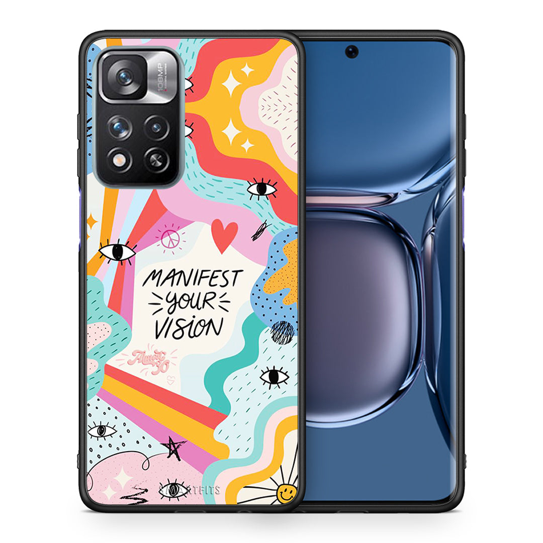 Θήκη Xiaomi Redmi Note 11 Pro/11 Pro+ Manifest Your Vision από τη Smartfits με σχέδιο στο πίσω μέρος και μαύρο περίβλημα | Xiaomi Redmi Note 11 Pro/11 Pro+ Manifest Your Vision case with colorful back and black bezels