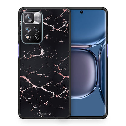 Θήκη Xiaomi Redmi Note 11 Pro/11 Pro+ Black Rosegold Marble από τη Smartfits με σχέδιο στο πίσω μέρος και μαύρο περίβλημα | Xiaomi Redmi Note 11 Pro/11 Pro+ Black Rosegold Marble case with colorful back and black bezels