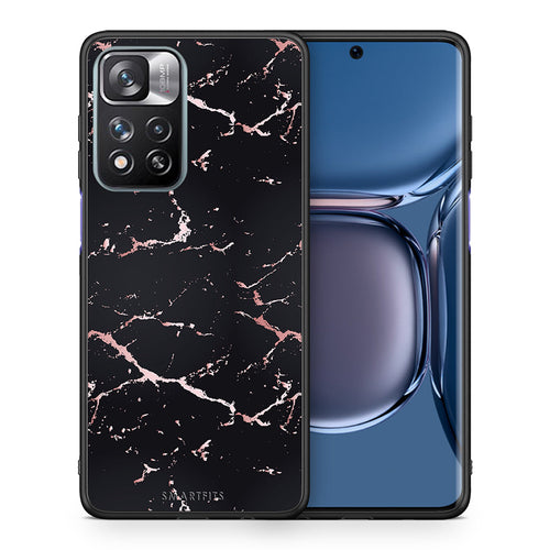 Θήκη Xiaomi Redmi Note 11 Pro/11 Pro+ Black Rosegold Marble από τη Smartfits με σχέδιο στο πίσω μέρος και μαύρο περίβλημα | Xiaomi Redmi Note 11 Pro/11 Pro+ Black Rosegold Marble case with colorful back and black bezels