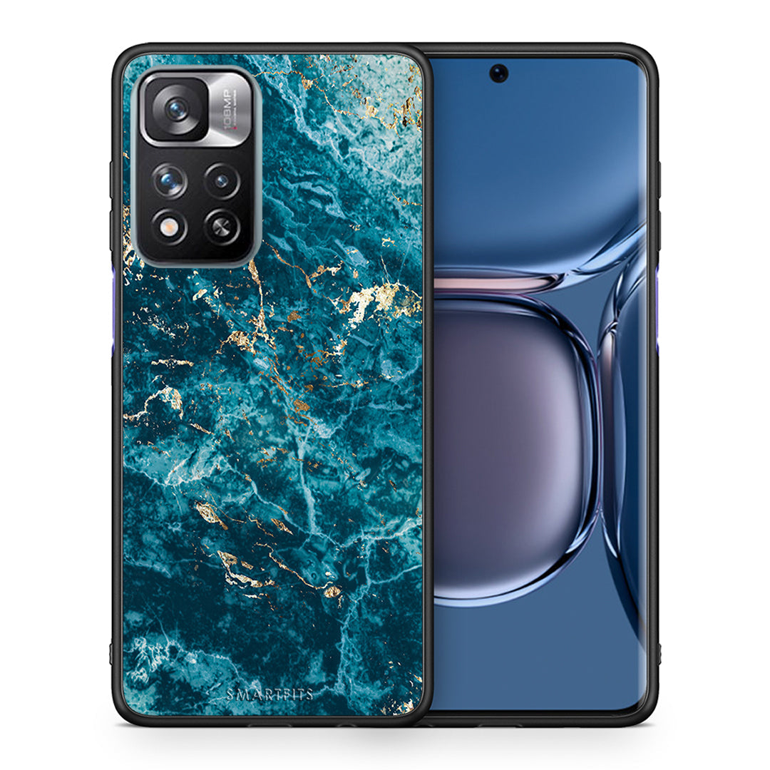 Θήκη Xiaomi Redmi Note 11 Pro/11 Pro+ Marble Blue από τη Smartfits με σχέδιο στο πίσω μέρος και μαύρο περίβλημα | Xiaomi Redmi Note 11 Pro/11 Pro+ Marble Blue case with colorful back and black bezels