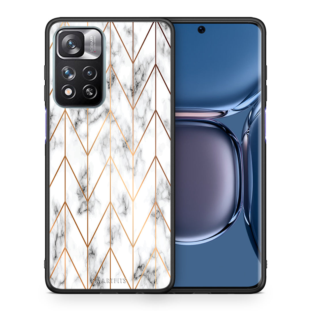 Θήκη Xiaomi Redmi Note 11 Pro/11 Pro+ Gold Geometric Marble από τη Smartfits με σχέδιο στο πίσω μέρος και μαύρο περίβλημα | Xiaomi Redmi Note 11 Pro/11 Pro+ Gold Geometric Marble case with colorful back and black bezels