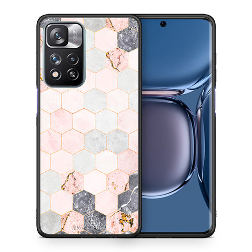 Θήκη Xiaomi Redmi Note 11 Pro/11 Pro+ Hexagon Pink Marble από τη Smartfits με σχέδιο στο πίσω μέρος και μαύρο περίβλημα | Xiaomi Redmi Note 11 Pro/11 Pro+ Hexagon Pink Marble case with colorful back and black bezels