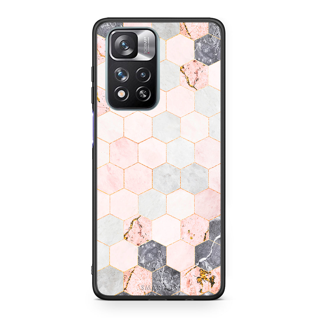 4 - Xiaomi Redmi Note 11 Pro/11 Pro+ Hexagon Pink Marble case, cover, bumper