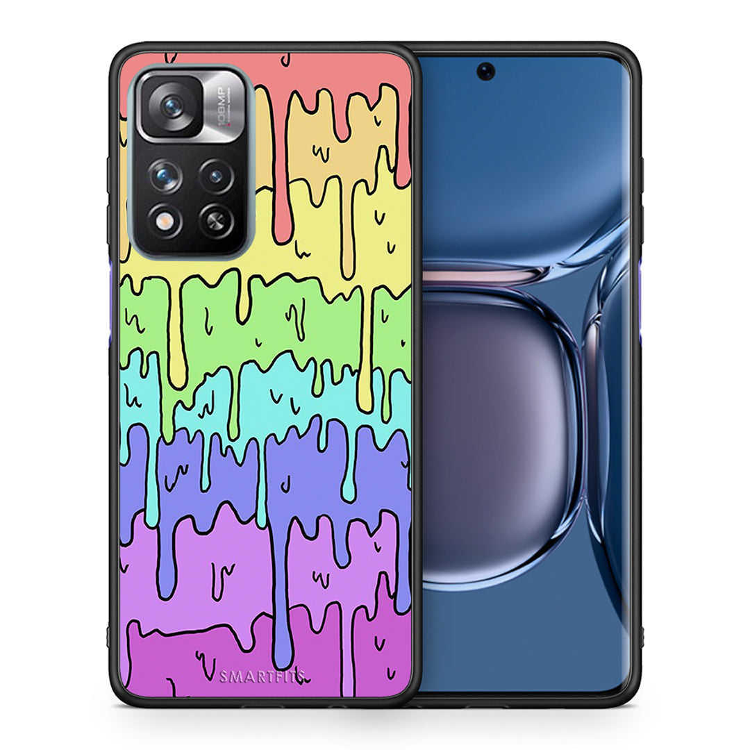 Θήκη Xiaomi Redmi Note 11 Pro/11 Pro+ Melting Rainbow από τη Smartfits με σχέδιο στο πίσω μέρος και μαύρο περίβλημα | Xiaomi Redmi Note 11 Pro/11 Pro+ Melting Rainbow case with colorful back and black bezels