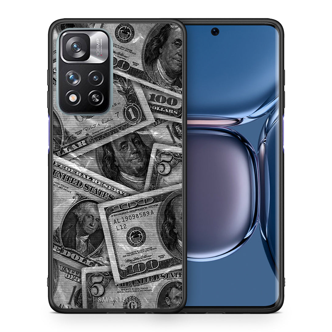Θήκη Xiaomi Redmi Note 11 Pro/11 Pro+ Money Dollars από τη Smartfits με σχέδιο στο πίσω μέρος και μαύρο περίβλημα | Xiaomi Redmi Note 11 Pro/11 Pro+ Money Dollars case with colorful back and black bezels