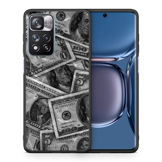 Θήκη Xiaomi Redmi Note 11 Pro/11 Pro+ Money Dollars από τη Smartfits με σχέδιο στο πίσω μέρος και μαύρο περίβλημα | Xiaomi Redmi Note 11 Pro/11 Pro+ Money Dollars case with colorful back and black bezels