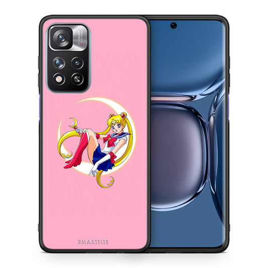 Θήκη Xiaomi Redmi Note 11 Pro/11 Pro+ Moon Girl από τη Smartfits με σχέδιο στο πίσω μέρος και μαύρο περίβλημα | Xiaomi Redmi Note 11 Pro/11 Pro+ Moon Girl case with colorful back and black bezels