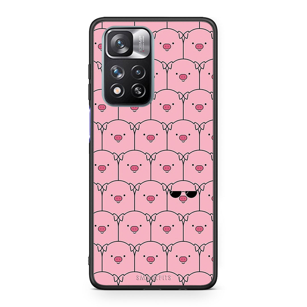 Xiaomi Redmi Note 11 Pro/11 Pro+ Pig Glasses θήκη από τη Smartfits με σχέδιο στο πίσω μέρος και μαύρο περίβλημα | Smartphone case with colorful back and black bezels by Smartfits