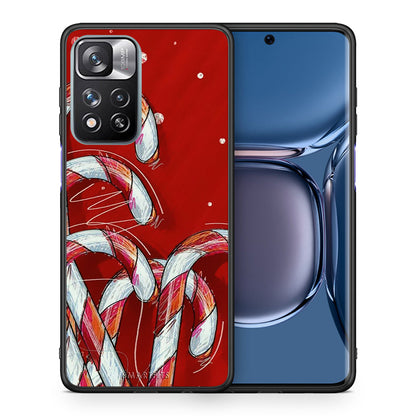 Χριστουγεννιάτικη Θήκη Xiaomi Redmi Note 11 Pro / 11 Pro+ Candy Cane από τη Smartfits με σχέδιο στο πίσω μέρος και μαύρο περίβλημα | Xiaomi Redmi Note 11 Pro / 11 Pro+ Candy Cane case with colorful back and black bezels