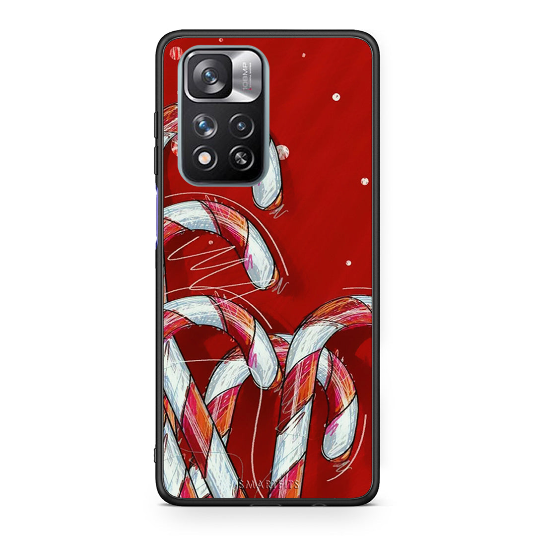 Xiaomi Redmi Note 11 Pro / 11 Pro+ Candy Cane Χριστουγεννιάτικη Θήκη από τη Smartfits με σχέδιο στο πίσω μέρος και μαύρο περίβλημα | Smartphone case with colorful back and black bezels by Smartfits