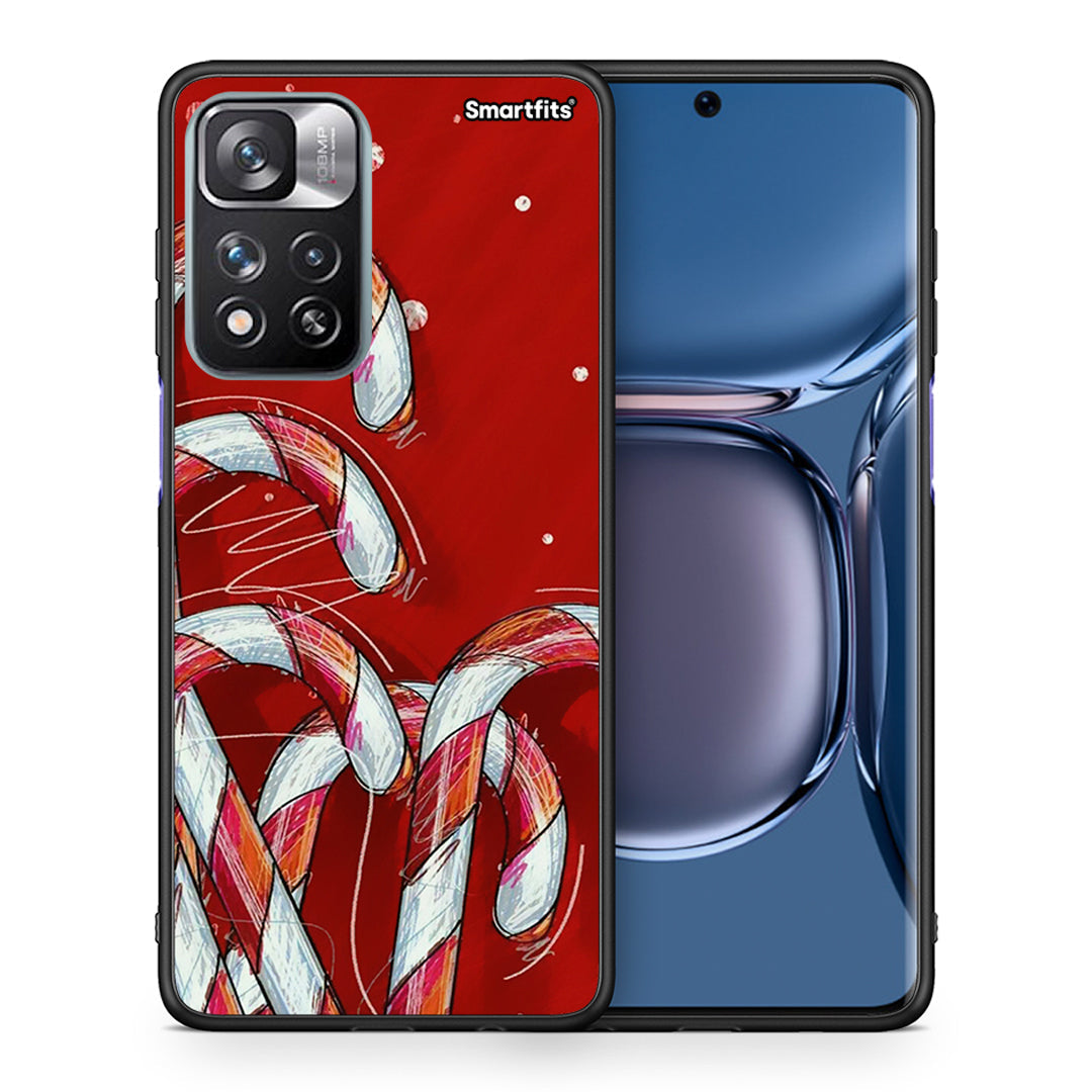 Θήκη Xiaomi Redmi Note 11 Pro/11 Pro+ Candy Cane από τη Smartfits με σχέδιο στο πίσω μέρος και μαύρο περίβλημα | Xiaomi Redmi Note 11 Pro/11 Pro+ Candy Cane case with colorful back and black bezels