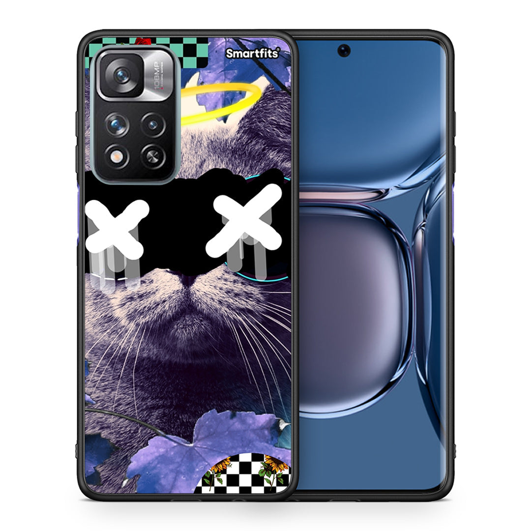 Θήκη Xiaomi Redmi Note 11 Pro/11 Pro+ Cat Collage από τη Smartfits με σχέδιο στο πίσω μέρος και μαύρο περίβλημα | Xiaomi Redmi Note 11 Pro/11 Pro+ Cat Collage case with colorful back and black bezels