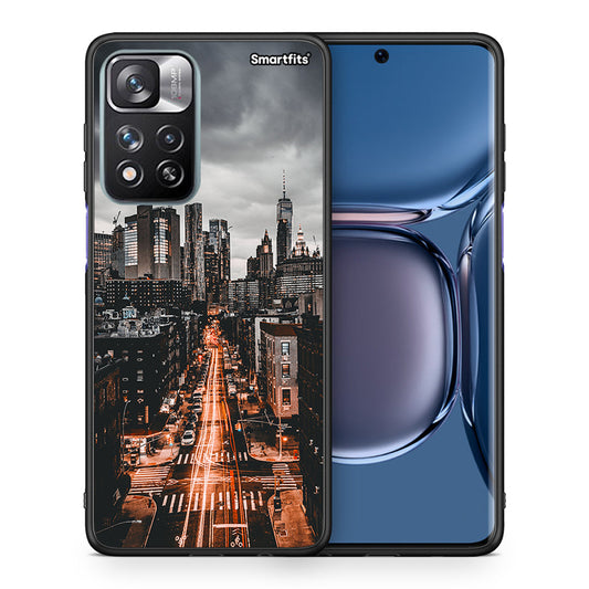 Θήκη Xiaomi Redmi Note 11 Pro/11 Pro+ City Lights από τη Smartfits με σχέδιο στο πίσω μέρος και μαύρο περίβλημα | Xiaomi Redmi Note 11 Pro/11 Pro+ City Lights case with colorful back and black bezels