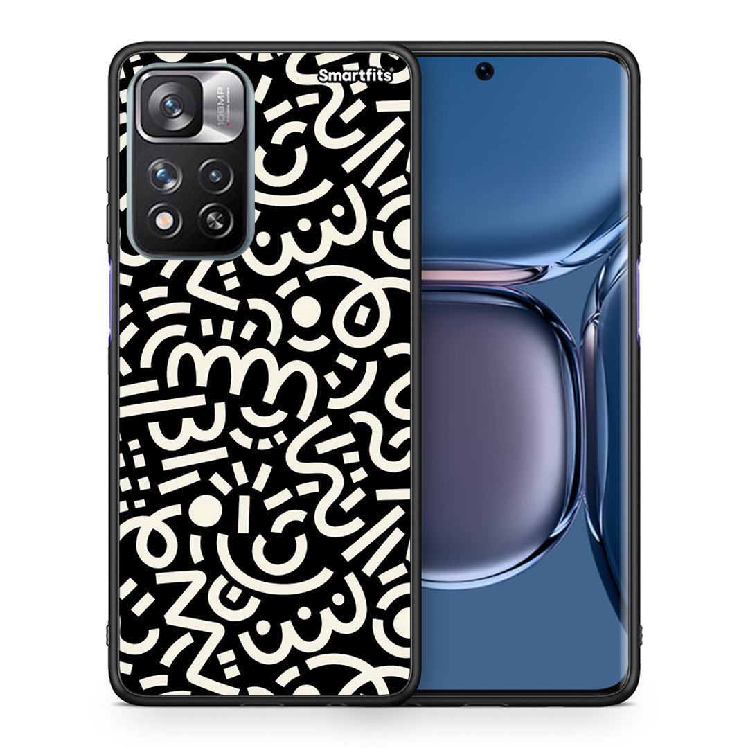 Θήκη Xiaomi Redmi Note 11 Pro / 11 Pro+ Doodle Art από τη Smartfits με σχέδιο στο πίσω μέρος και μαύρο περίβλημα | Xiaomi Redmi Note 11 Pro / 11 Pro+ Doodle Art case with colorful back and black bezels