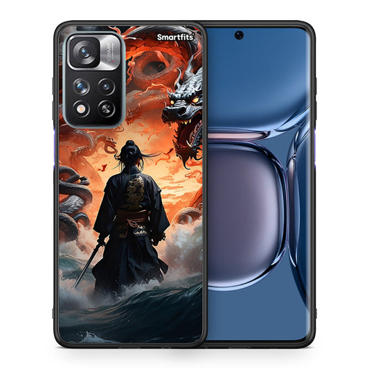 Θήκη Xiaomi Redmi Note 11 Pro/11 Pro+ Dragons Fight από τη Smartfits με σχέδιο στο πίσω μέρος και μαύρο περίβλημα | Xiaomi Redmi Note 11 Pro/11 Pro+ Dragons Fight case with colorful back and black bezels