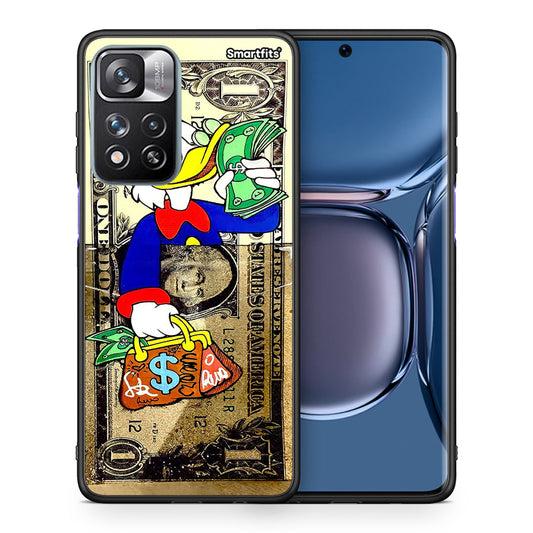 Θήκη Xiaomi Redmi Note 11 Pro / 11 Pro+ Duck Money από τη Smartfits με σχέδιο στο πίσω μέρος και μαύρο περίβλημα | Xiaomi Redmi Note 11 Pro / 11 Pro+ Duck Money case with colorful back and black bezels