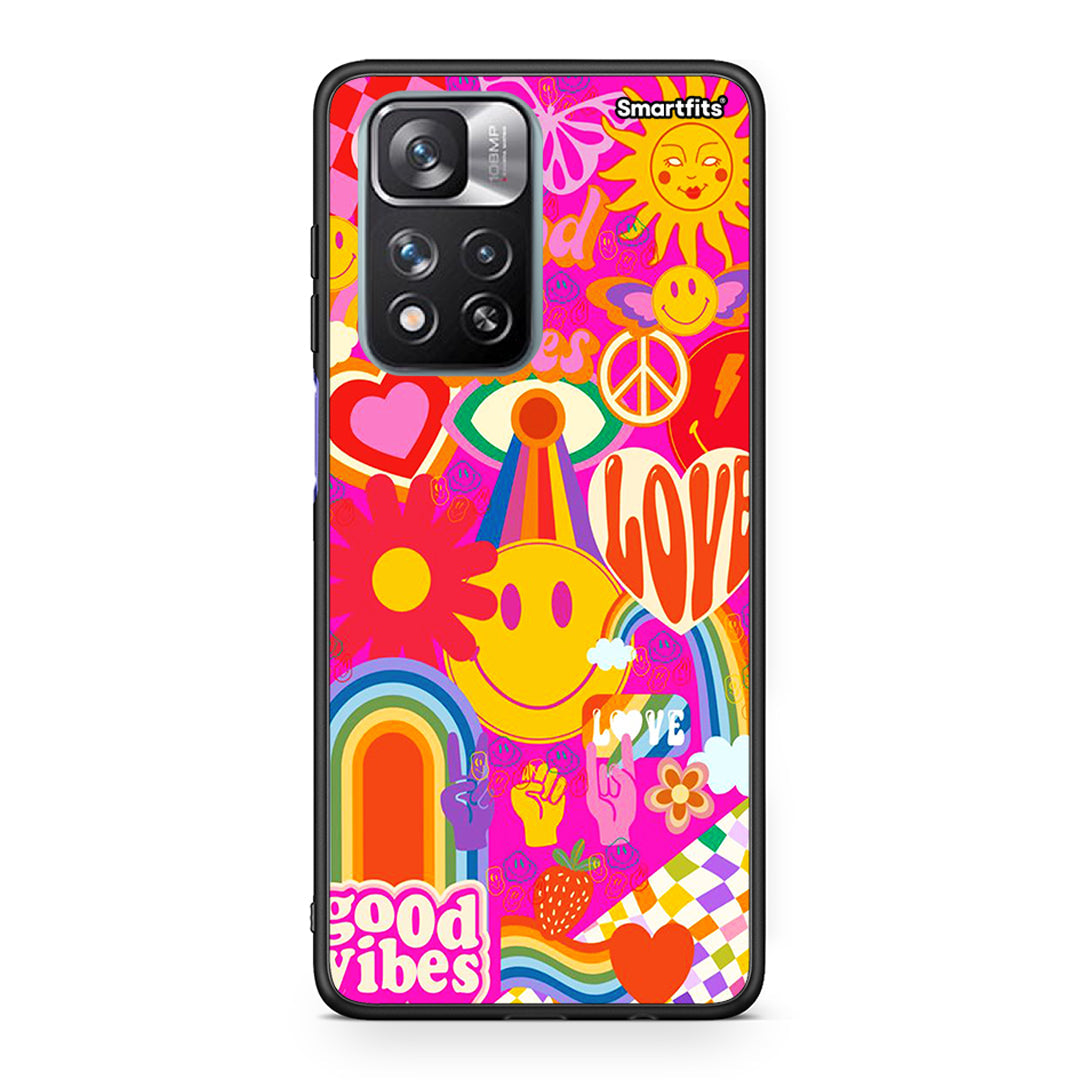 Xiaomi Redmi Note 11 Pro/11 Pro+ Hippie Love θήκη από τη Smartfits με σχέδιο στο πίσω μέρος και μαύρο περίβλημα | Smartphone case with colorful back and black bezels by Smartfits